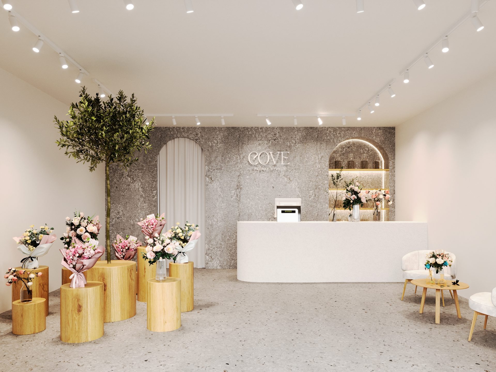 Cove Floral Studio — Retail 3D render