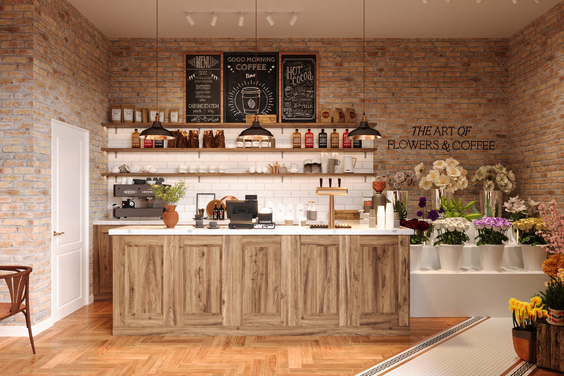 The Art of Flowers & Coffee — Hospitality · Retail 3D render