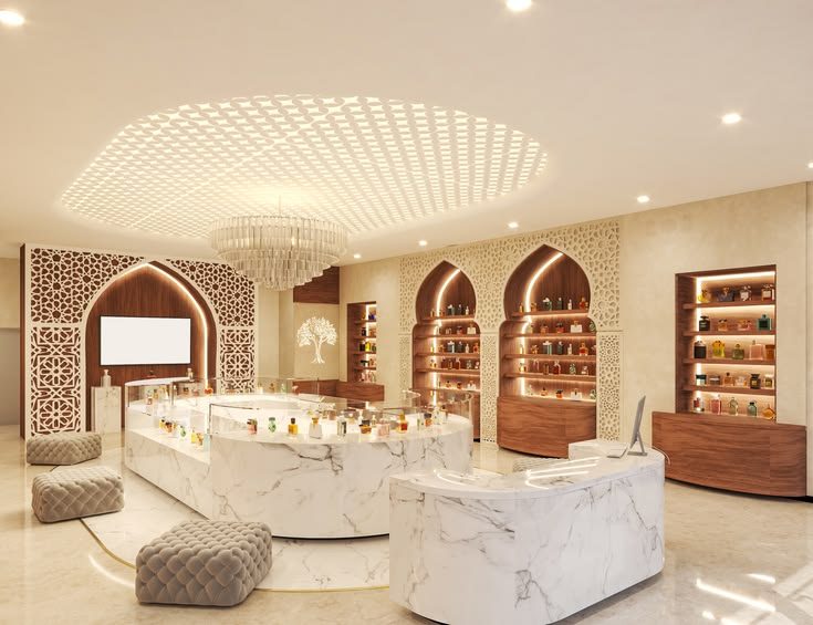 Heritage Perfumery — Retail 3D render