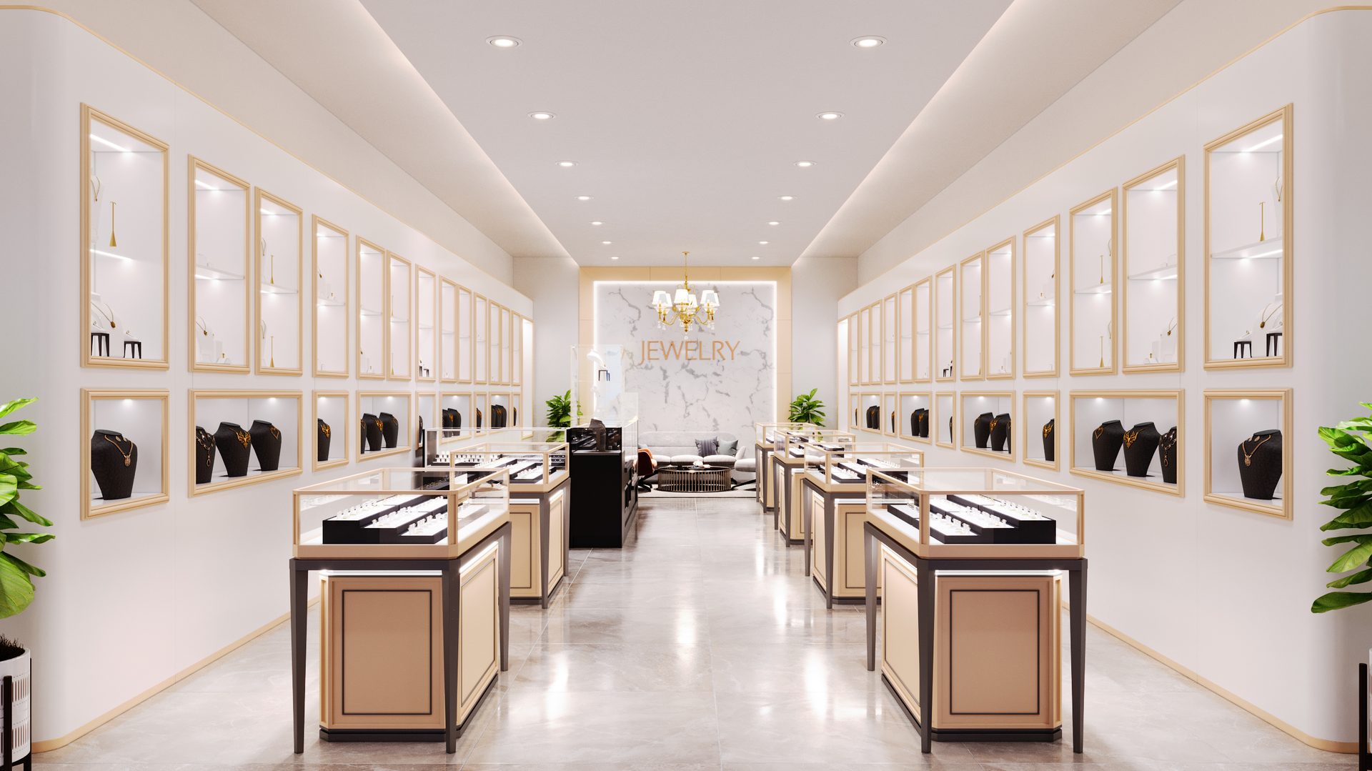 Luxury Jewelry Boutique — Retail 3D render
